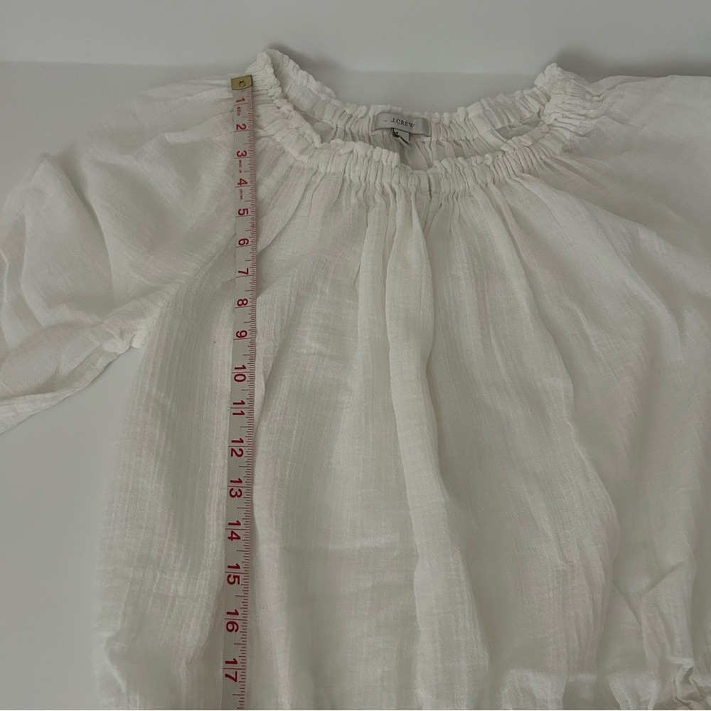 J. Crew White Cotton 3/4 Sleeve Elastic Waist Beach Cover Up Dress Small - Picture 5 of 13
